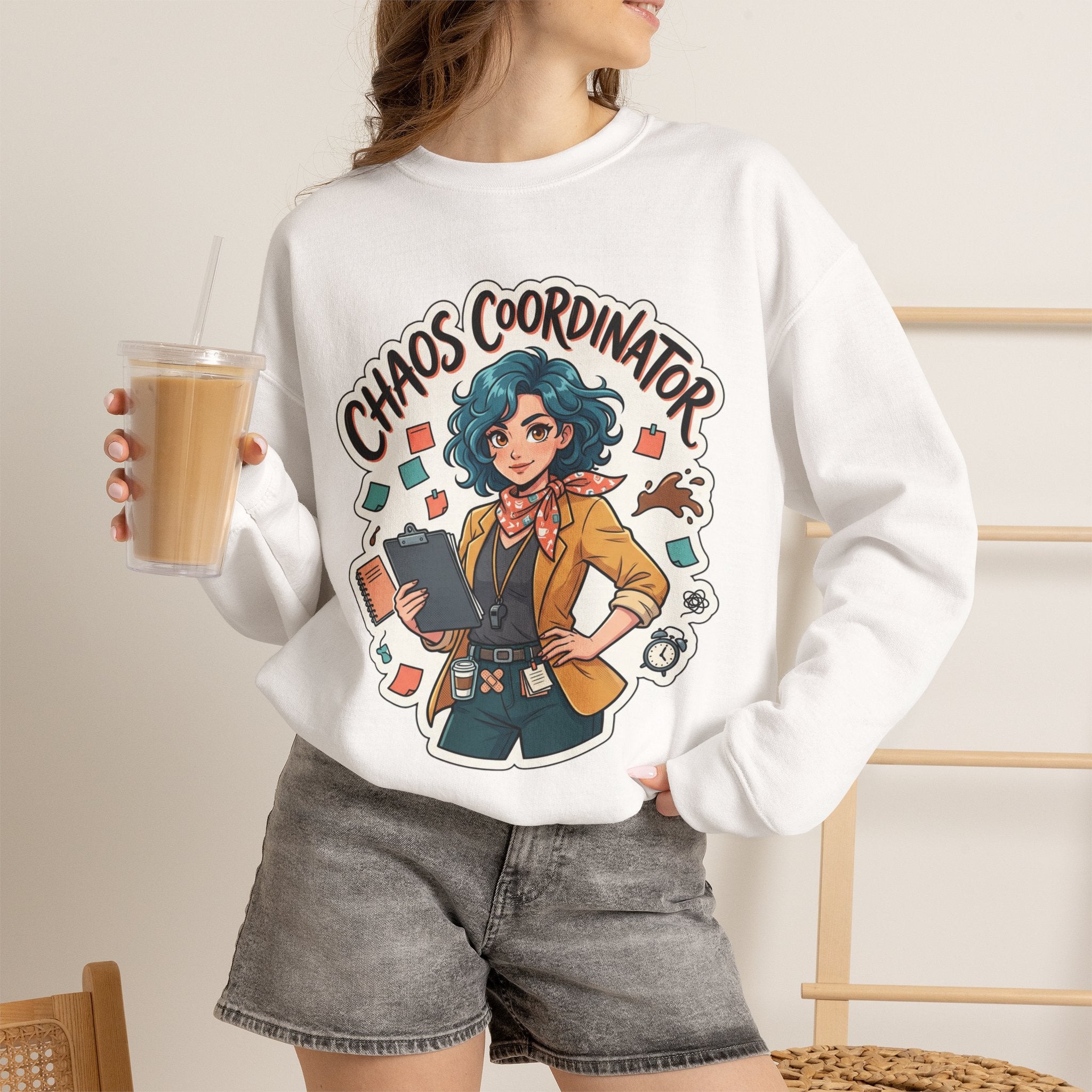 Chaos Coordinator Crewneck Sweatshirt — Funny Office Organizer Graphic Sweatshirt