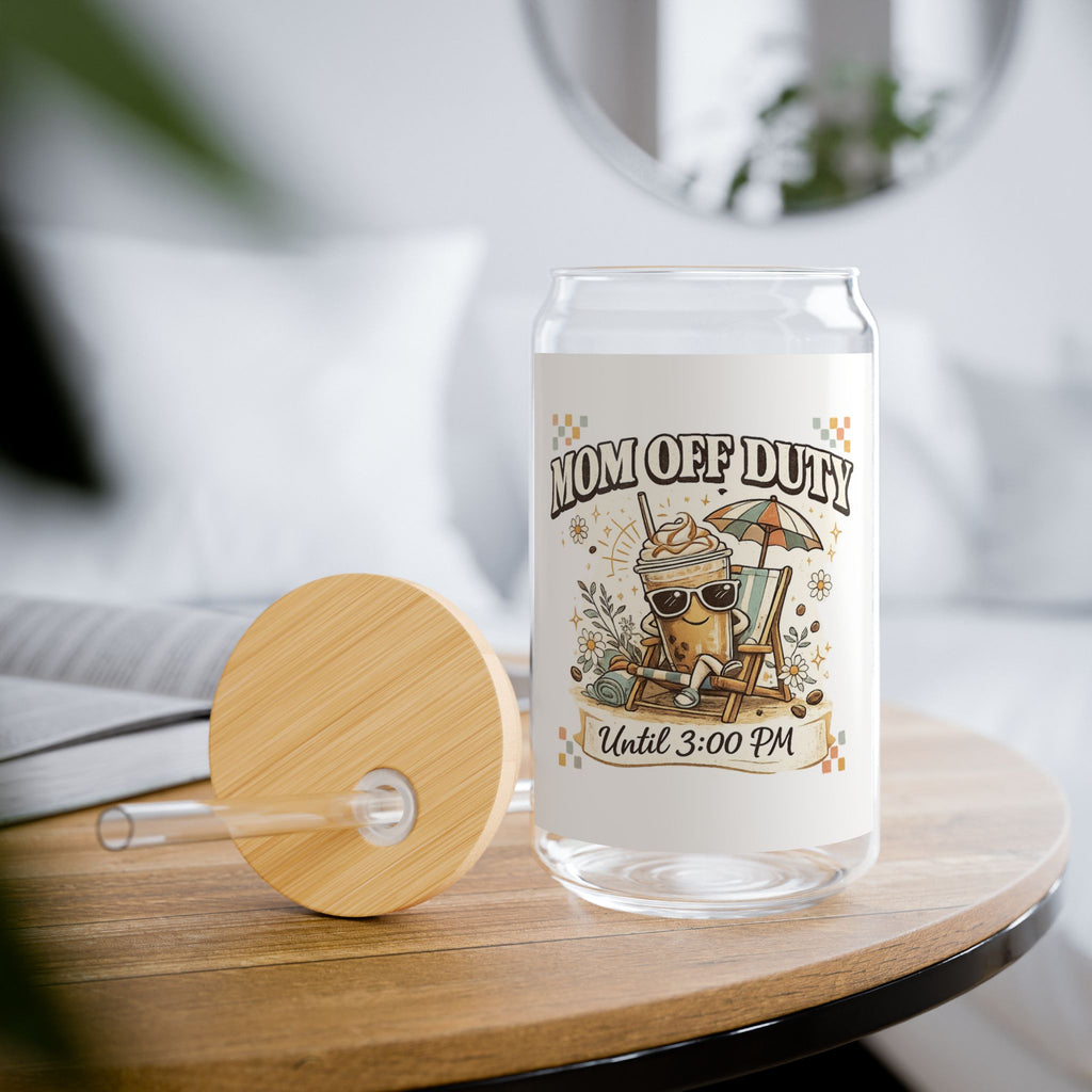 Sipper Glass - "Mom Off Duty Until 3:00 PM" Beach Vibes Tumbler