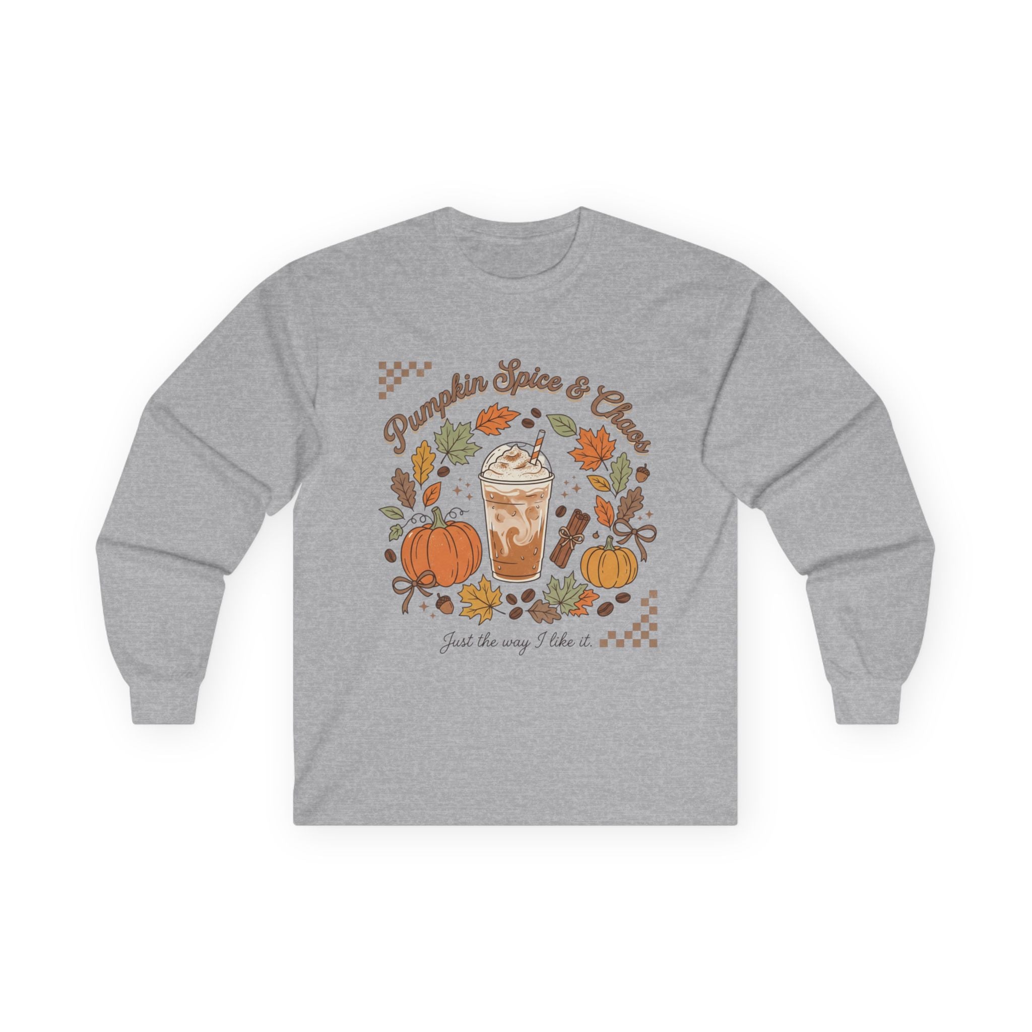Pumpkin Spice & Cheers Long Sleeve Tee — Fall Pumpkin Coffee Shirt