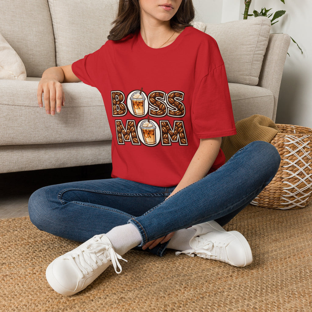 Boss Mom Coffee T-Shirt — Graphic ‘Boss Mom’ Latte Design