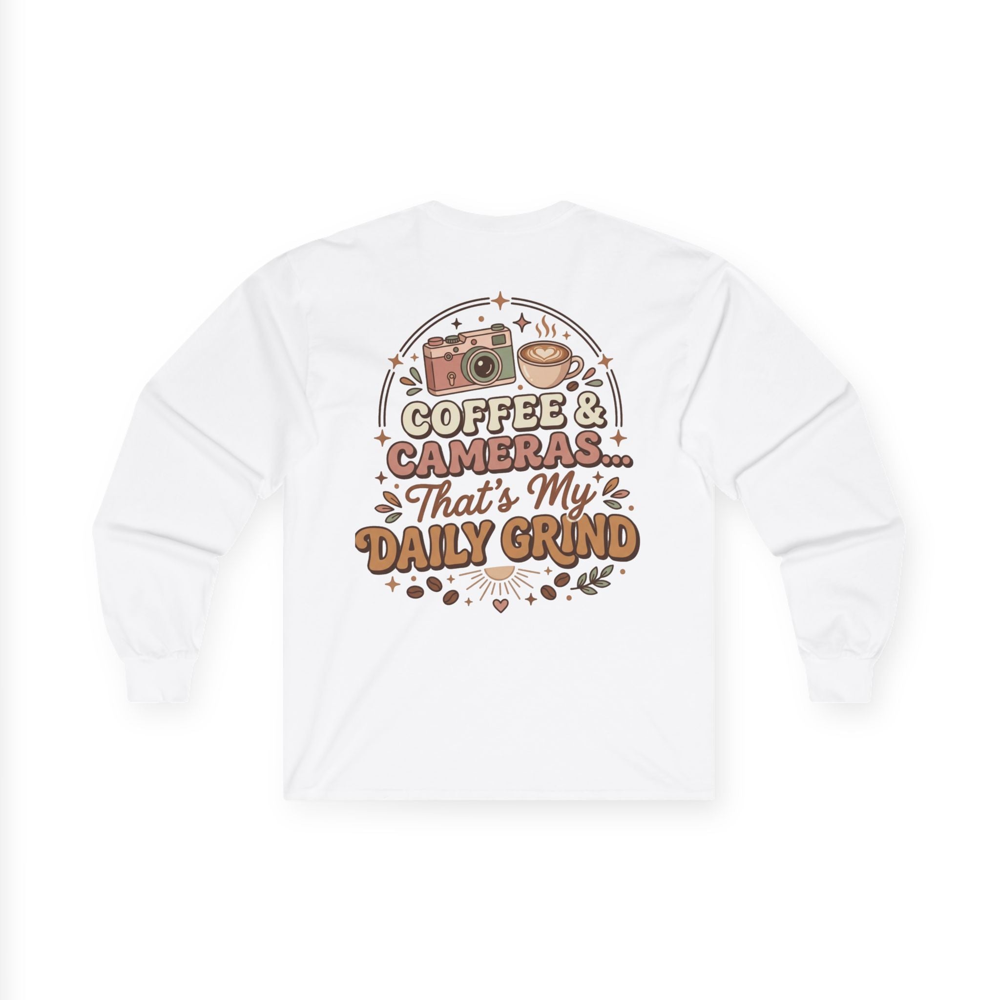Coffee & Cameras Long Sleeve Tee — "Coffee & Cameras... That's My Daily Grind"