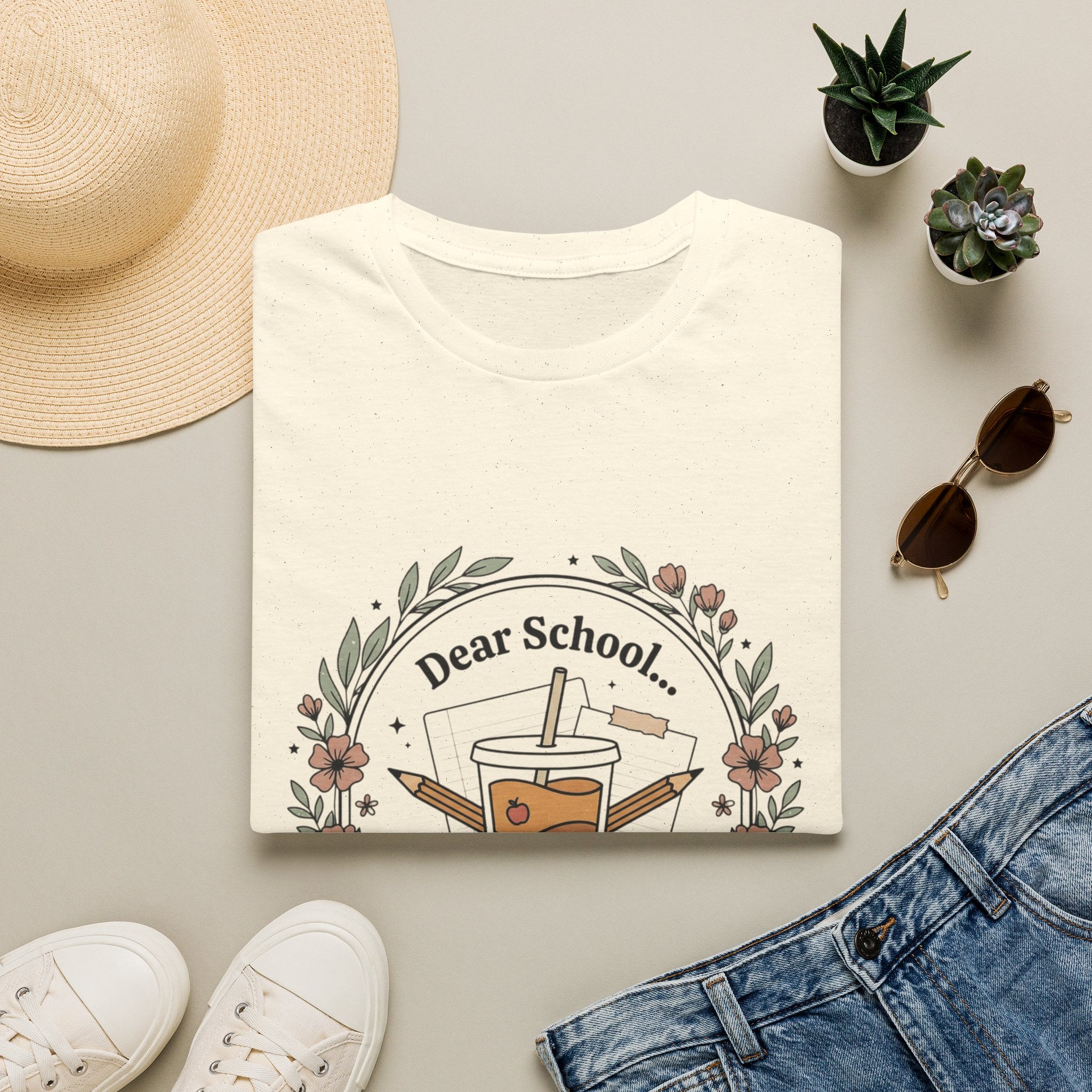T-Shirt — “Dear School… They’re Yours Again” Coffee Teacher Humor Tee