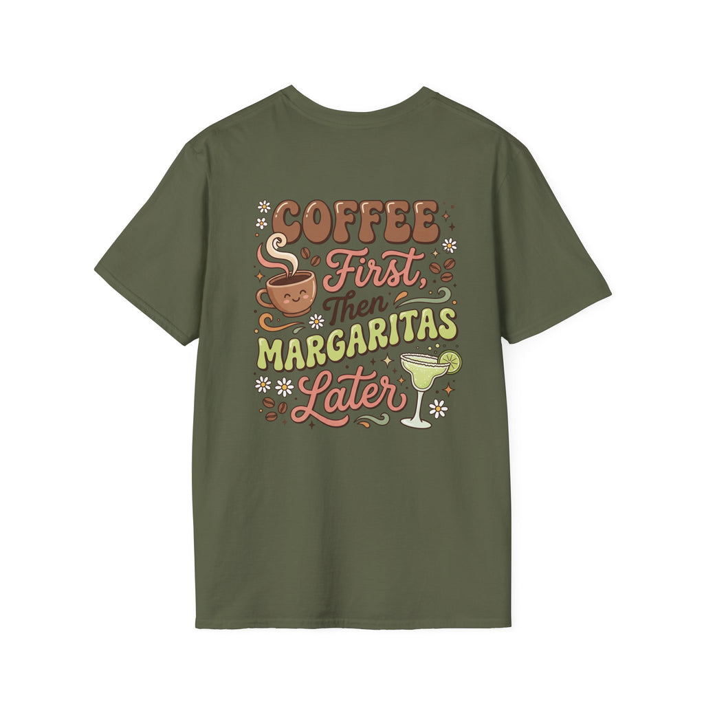 Coffee & Chaos T-Shirt — Retro Script Graphic Tee for Coffee Lovers