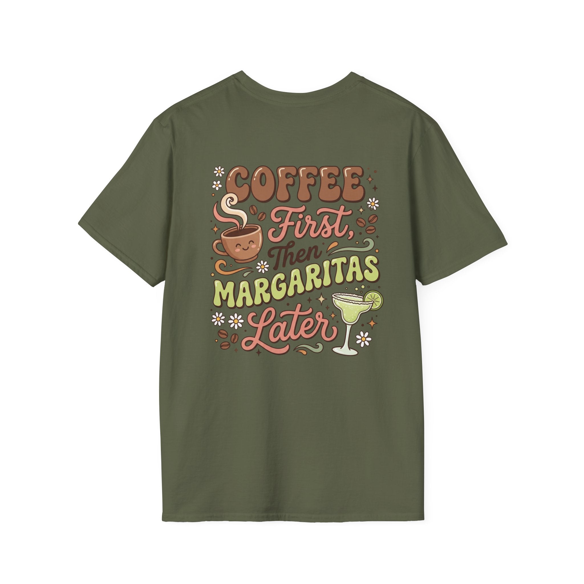 Coffee & Chaos T-Shirt — Retro Script Graphic Tee for Coffee Lovers