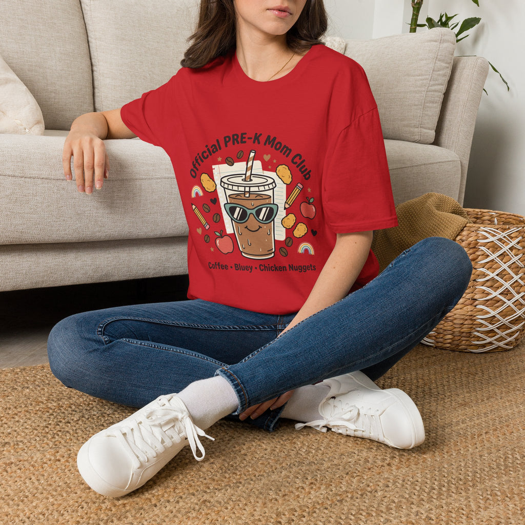 PRE-K Mom T-Shirt — "Official PRE-K Mom Club" Cute Coffee & Chicken Nuggets Tee