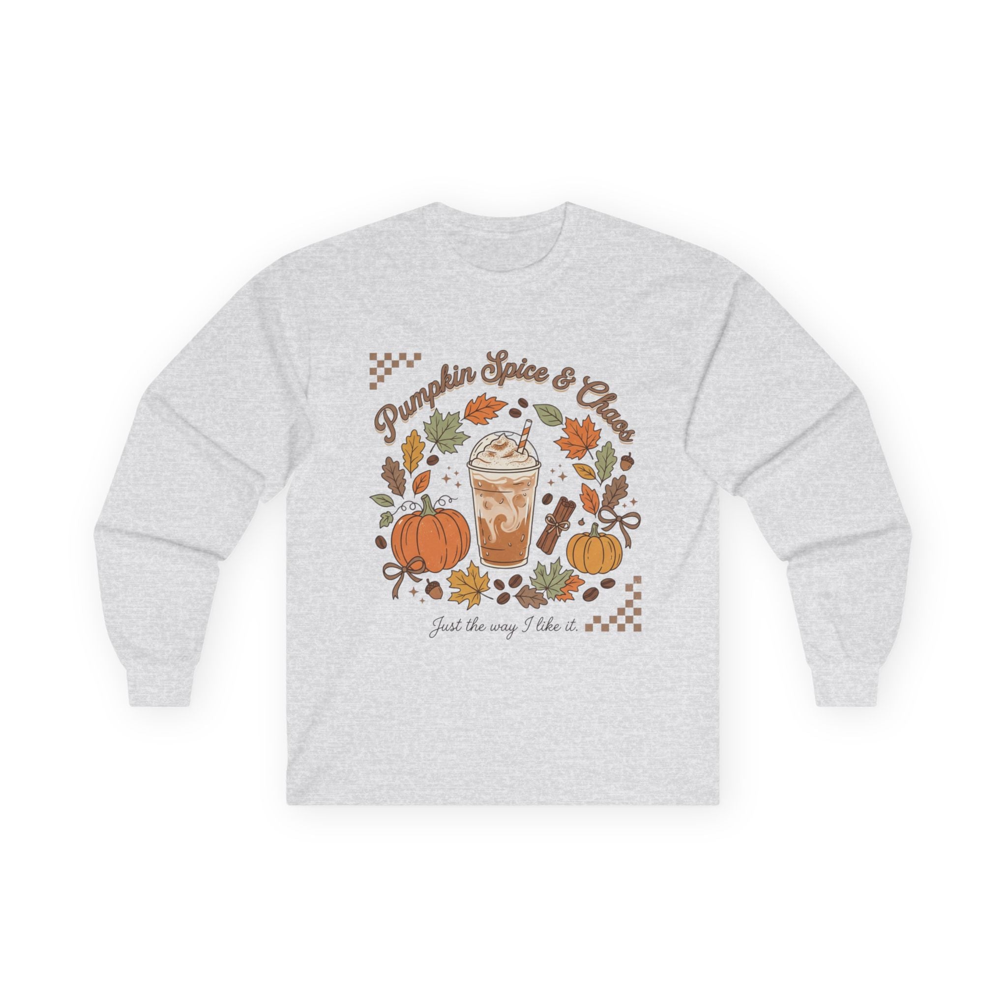 Pumpkin Spice & Cheers Long Sleeve Tee — Fall Pumpkin Coffee Shirt
