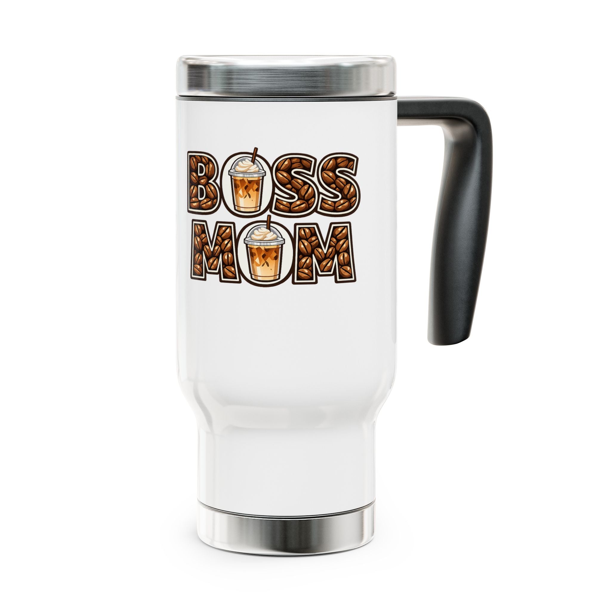 Boss Mom Coffee Travel Mug — 14oz Stainless Steel Insulated Tumbler with Handle