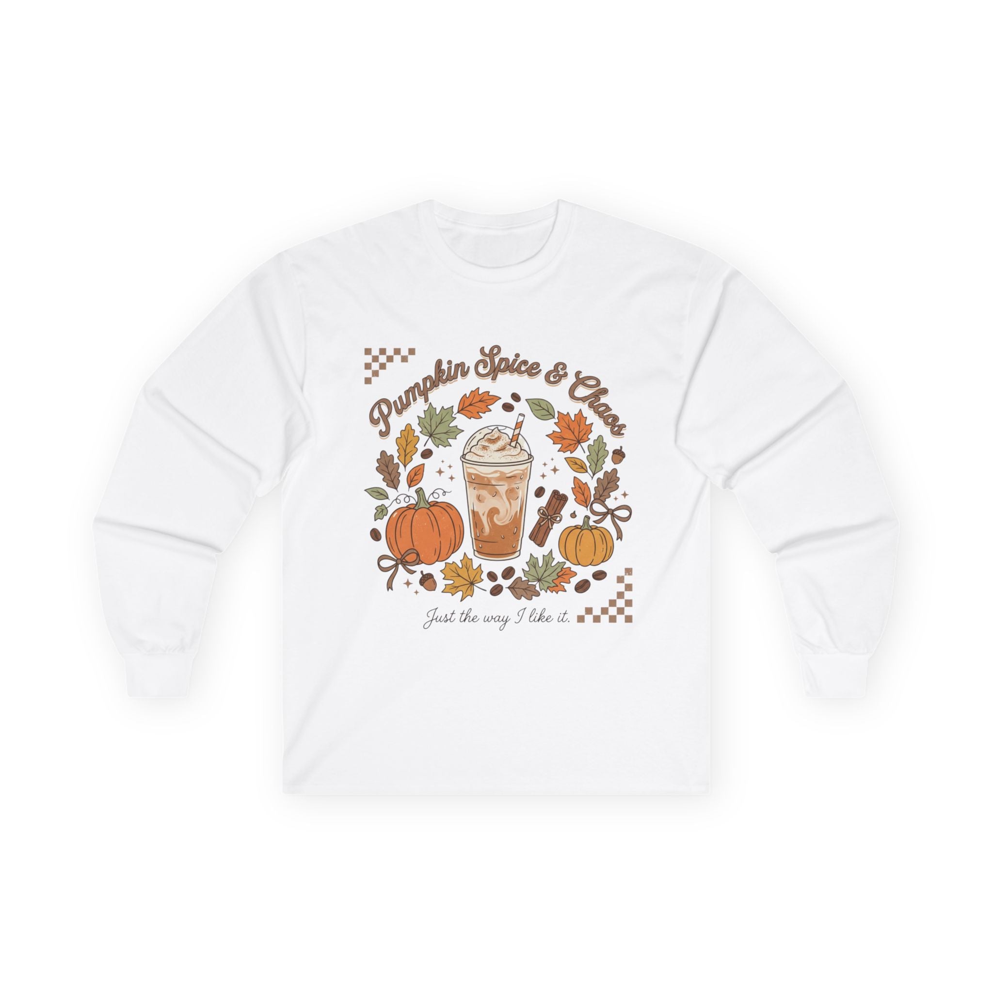 Pumpkin Spice & Cheers Long Sleeve Tee — Fall Pumpkin Coffee Shirt