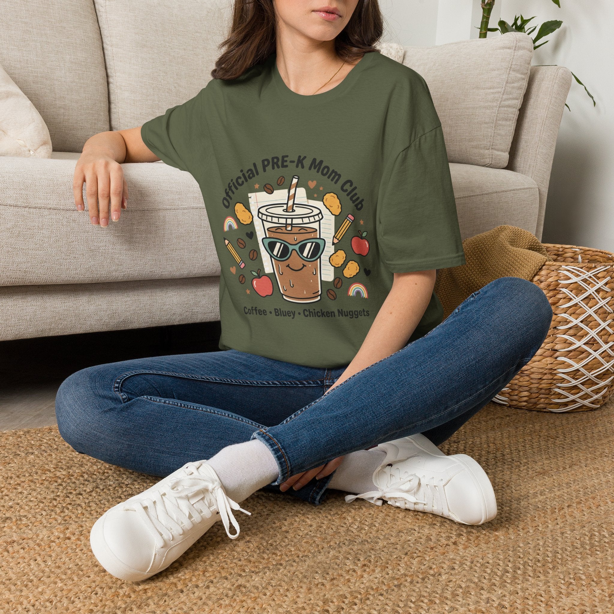 PRE-K Mom T-Shirt — "Official PRE-K Mom Club" Cute Coffee & Chicken Nuggets Tee