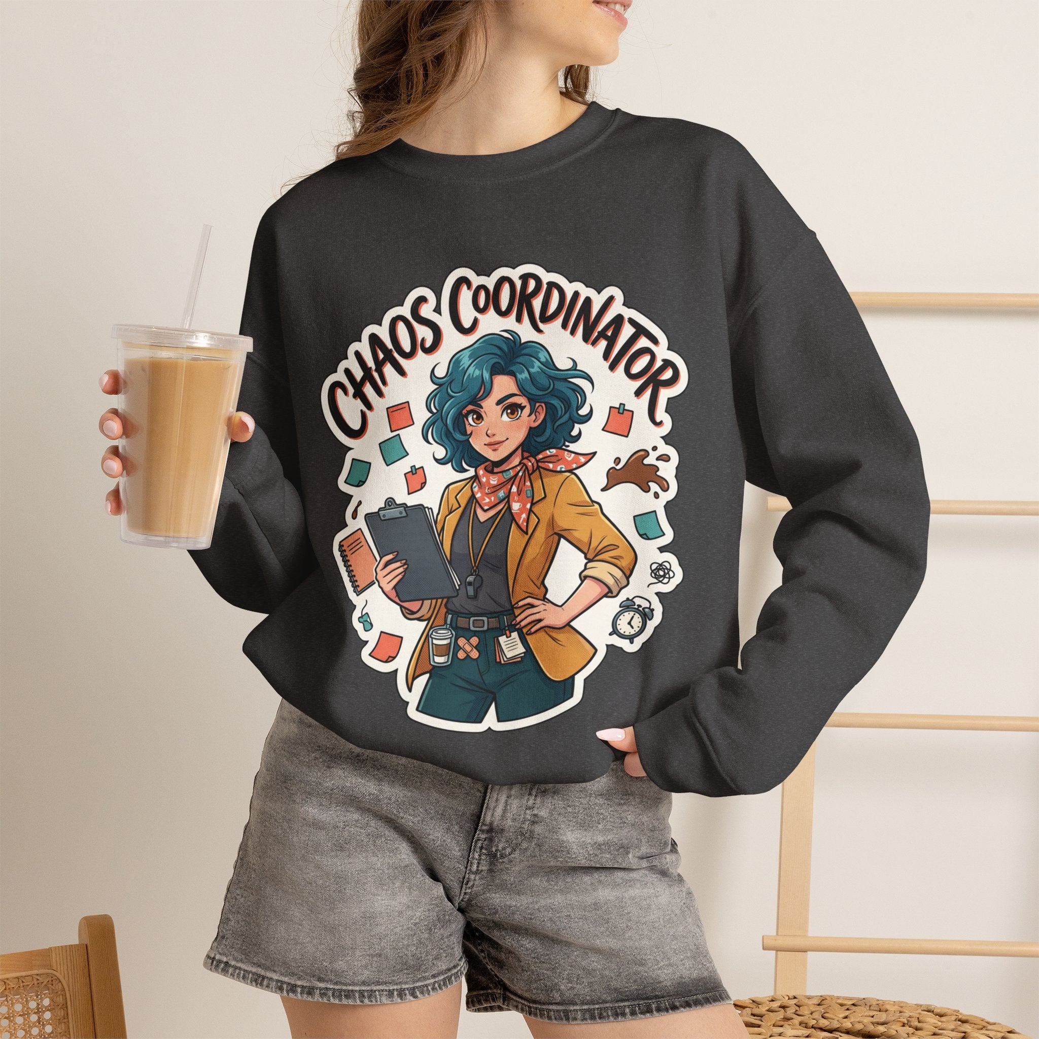 Chaos Coordinator Crewneck Sweatshirt — Funny Office Organizer Graphic Sweatshirt