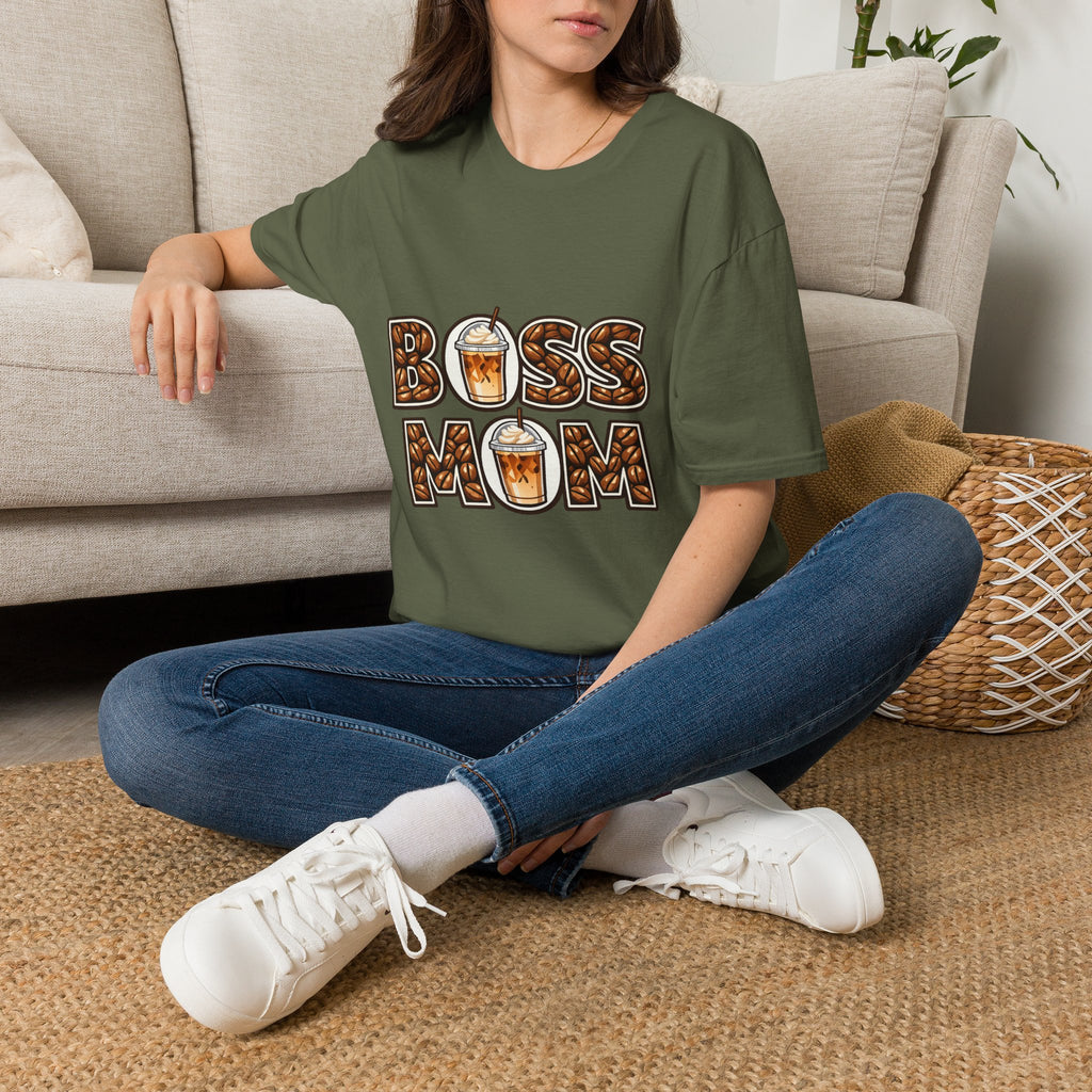 Boss Mom Coffee T-Shirt — Graphic ‘Boss Mom’ Latte Design