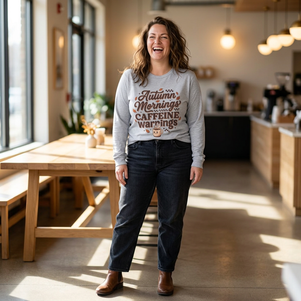 Autumn Mornings Caffeine Warnings Long Sleeve Tee