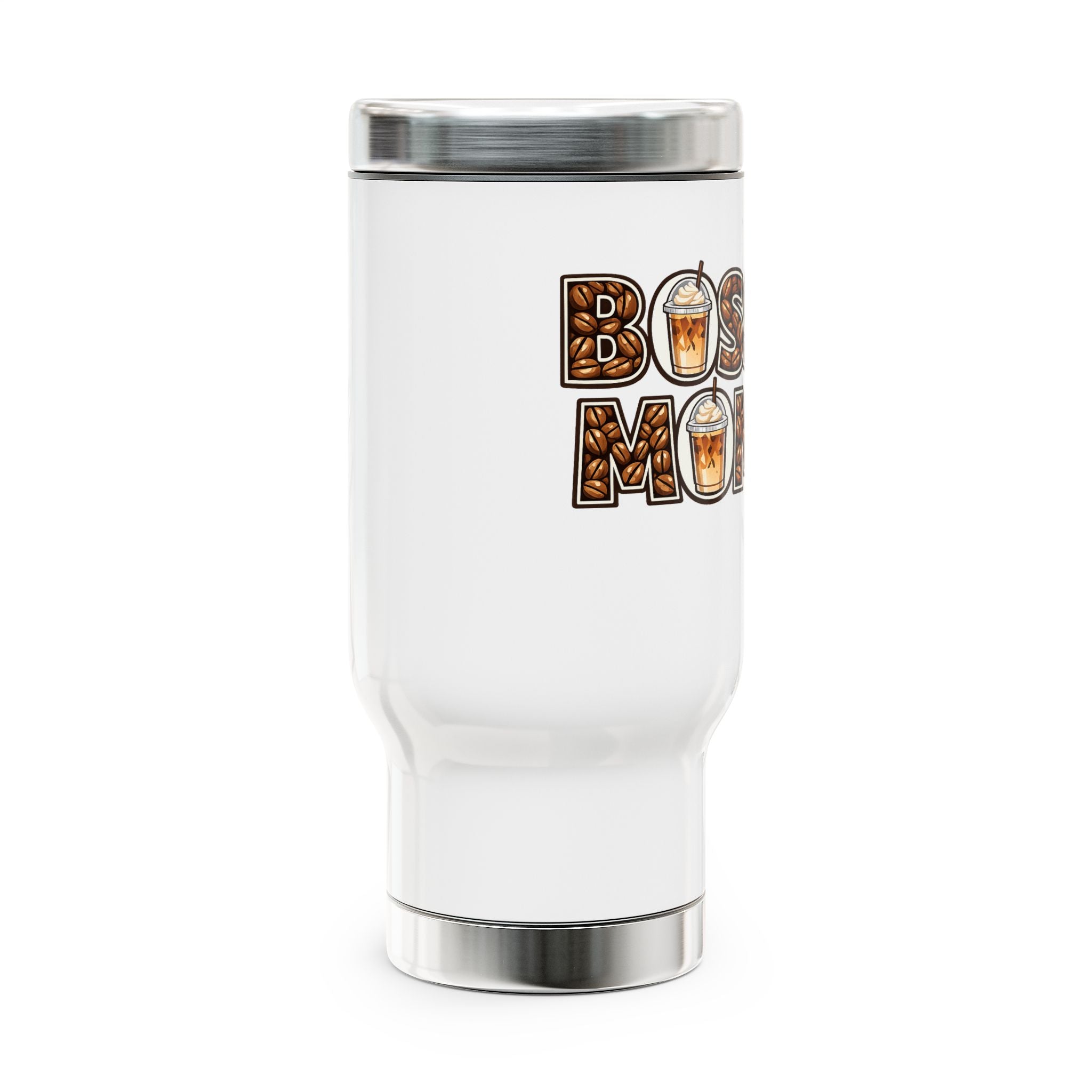 Boss Mom Coffee Travel Mug — 14oz Stainless Steel Insulated Tumbler with Handle