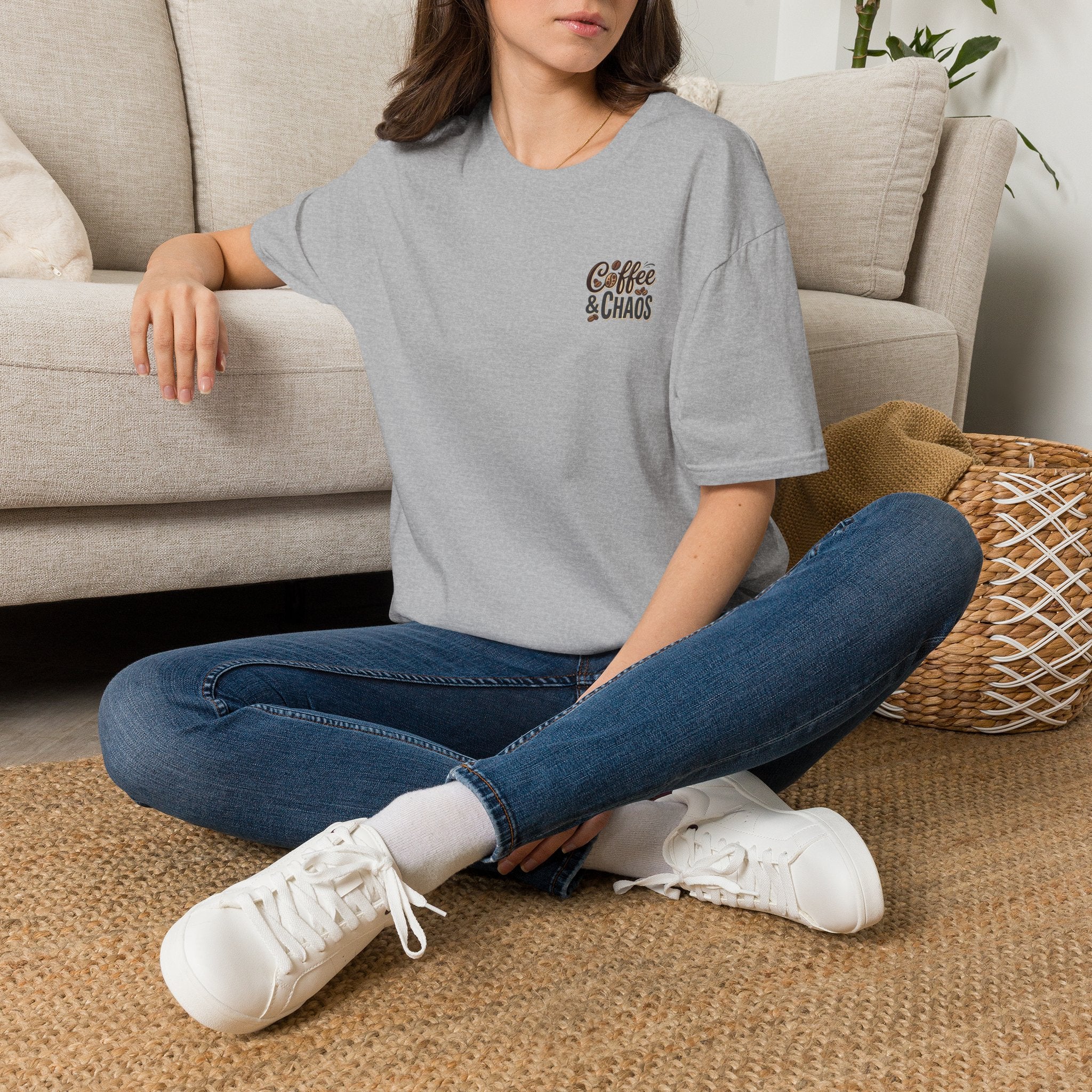 Coffee & Chaos T-Shirt — Retro Script Graphic Tee for Coffee Lovers