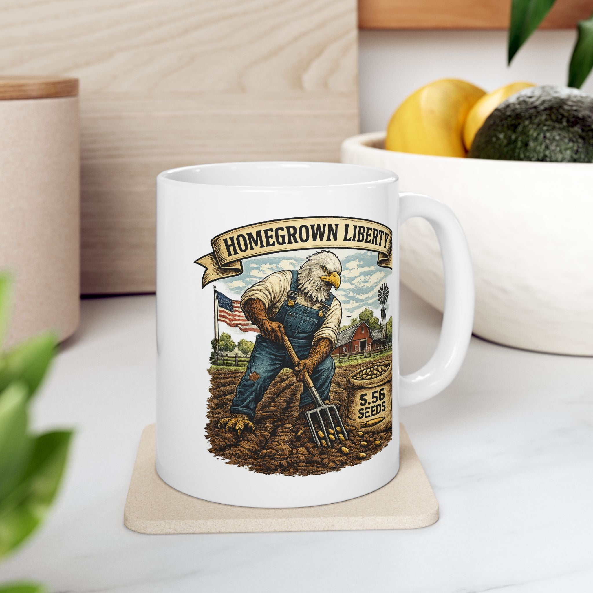 Liberty Farm Coffee Mug — Vintage Americana Farmhouse 11oz/15oz Ceramic