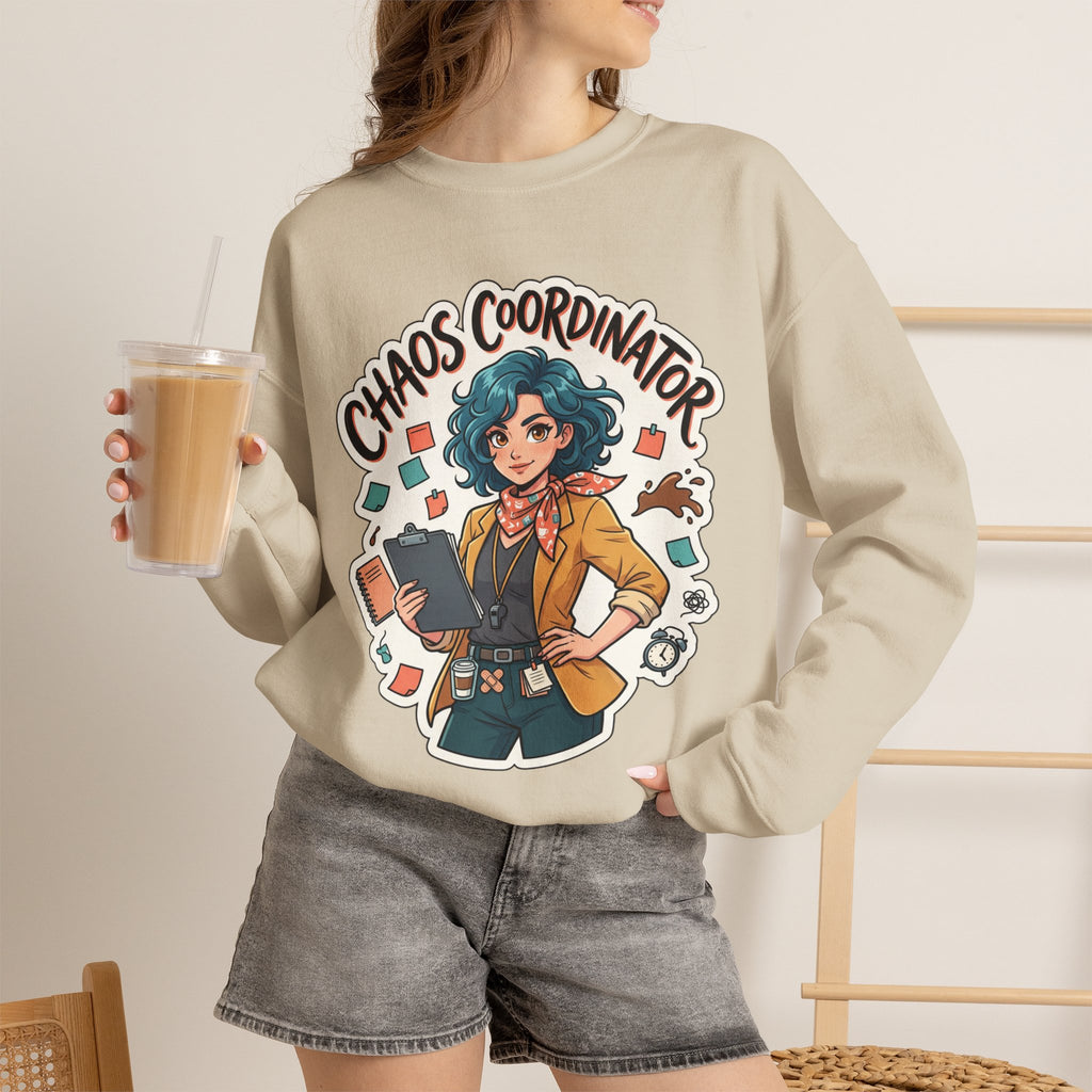 Chaos Coordinator Crewneck Sweatshirt — Funny Office Organizer Graphic Sweatshirt
