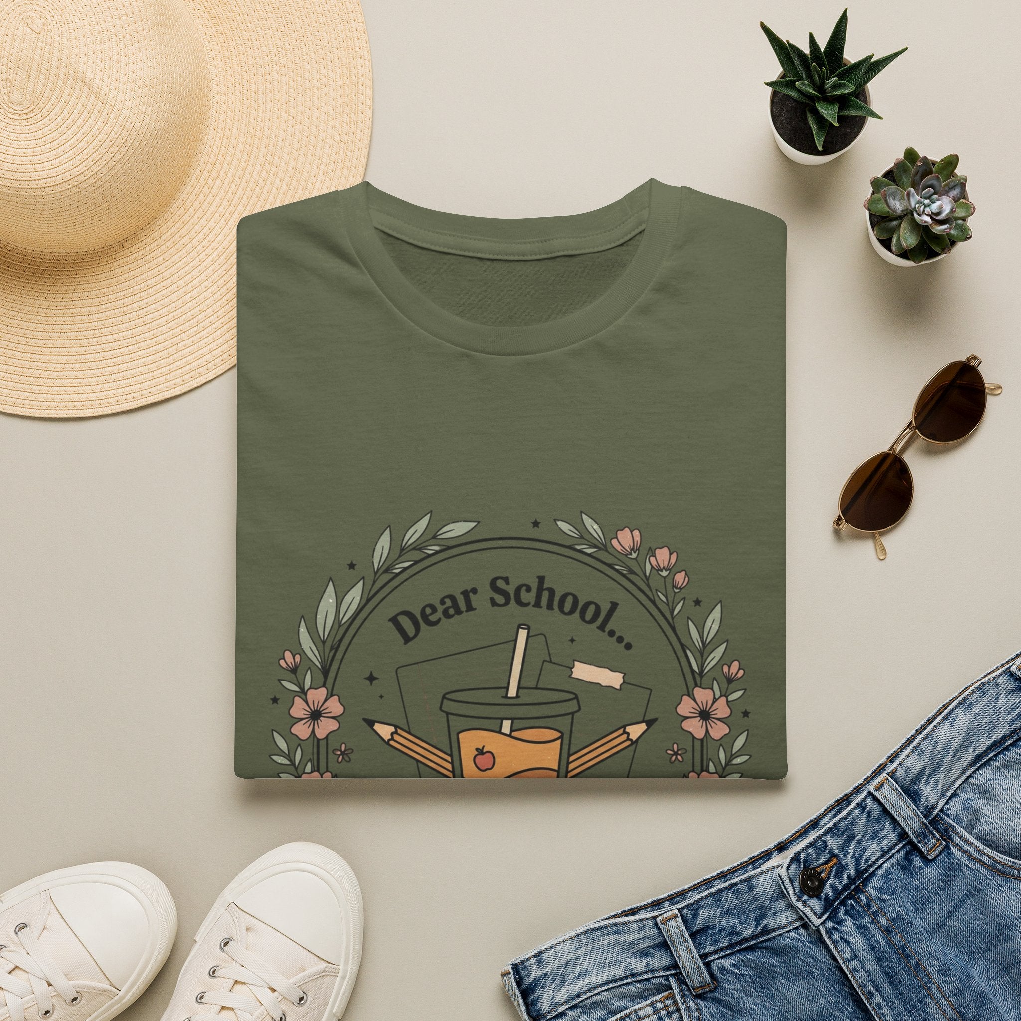 T-Shirt — “Dear School… They’re Yours Again” Coffee Teacher Humor Tee