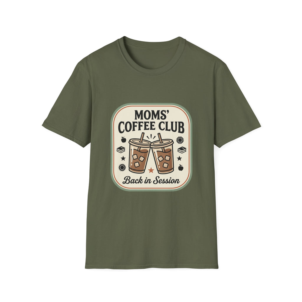 Moms' Coffee Club T-Shirt — "Back in Session" Retro Coffee Graphic