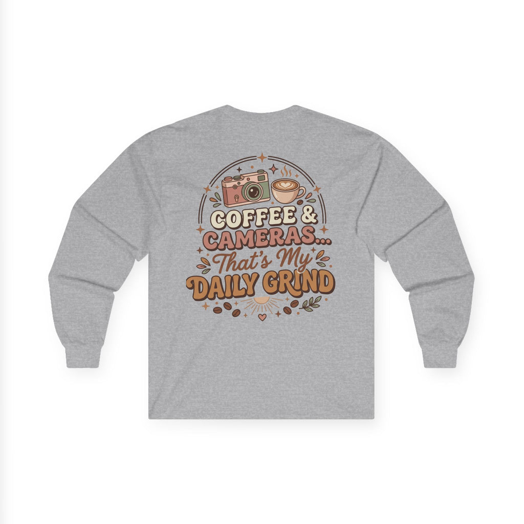 Coffee & Cameras Long Sleeve Tee — "Coffee & Cameras... That's My Daily Grind"