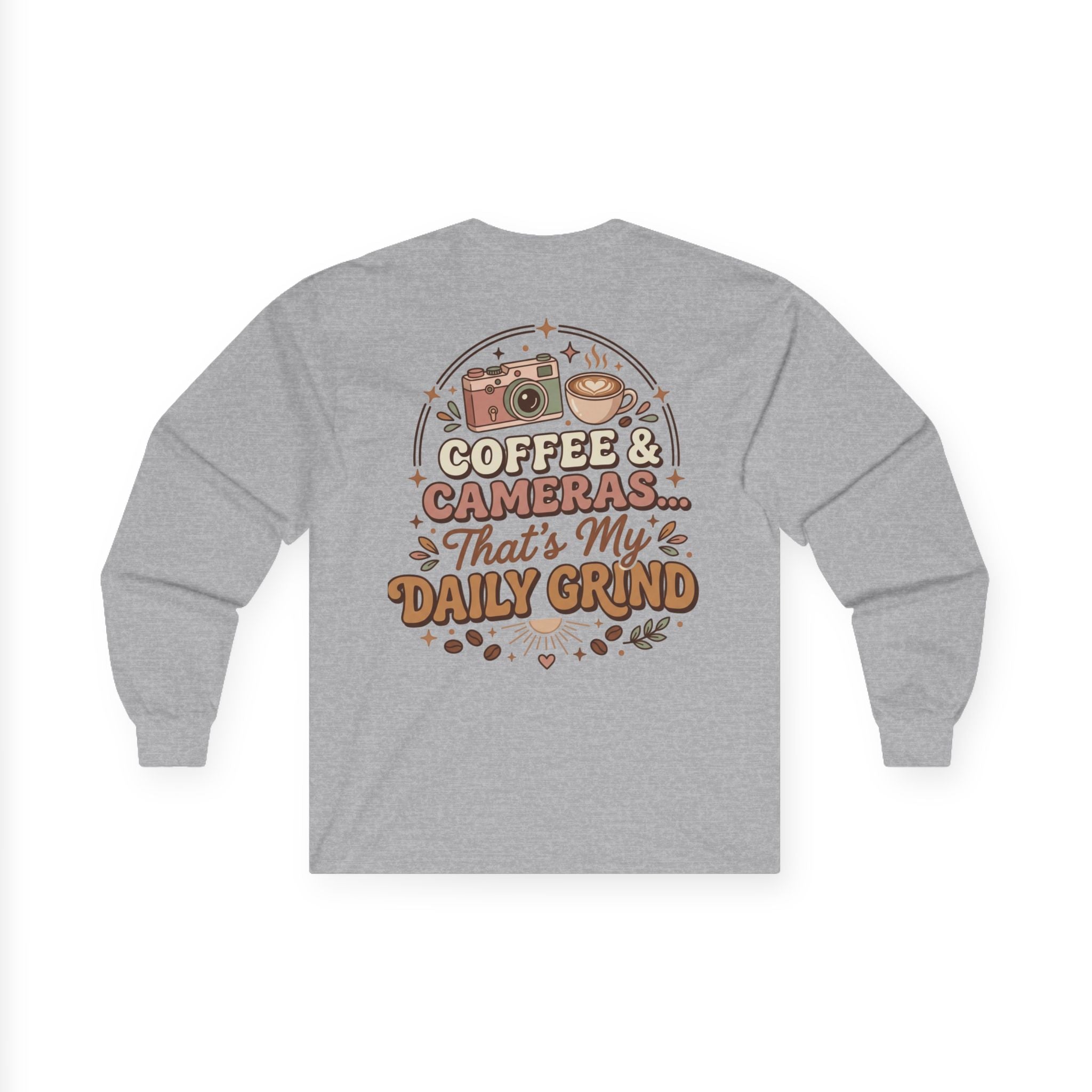 Coffee & Cameras Long Sleeve Tee — "Coffee & Cameras... That's My Daily Grind"