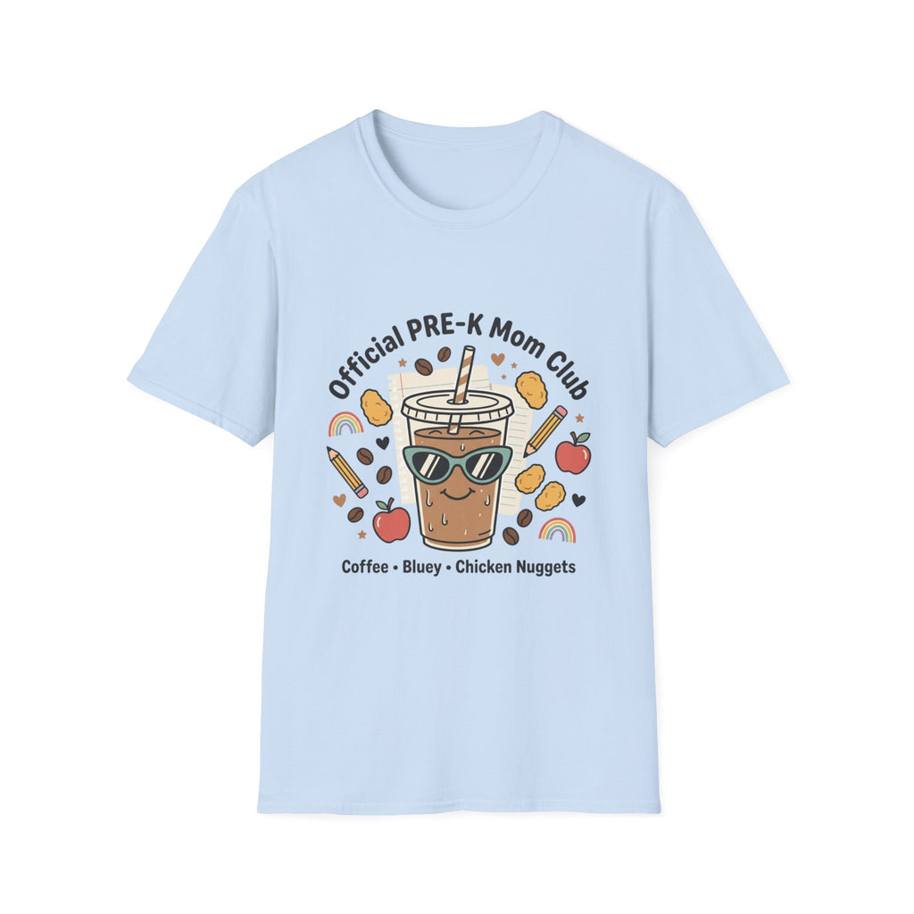 PRE-K Mom T-Shirt — "Official PRE-K Mom Club" Cute Coffee & Chicken Nuggets Tee