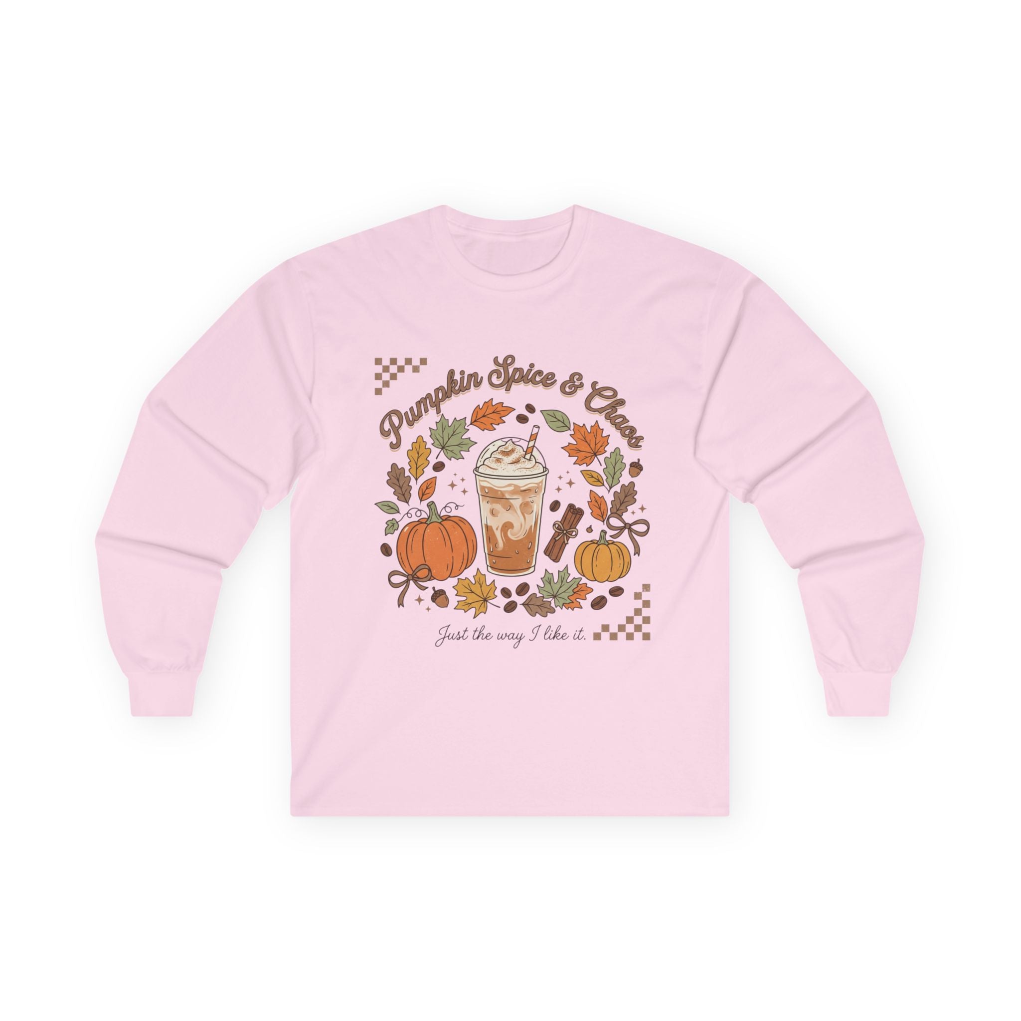 Pumpkin Spice & Cheers Long Sleeve Tee — Fall Pumpkin Coffee Shirt