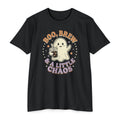 Halloween Ghost Tee — "Boo, Brew & A Little Chaos" Graphic T-Shirt