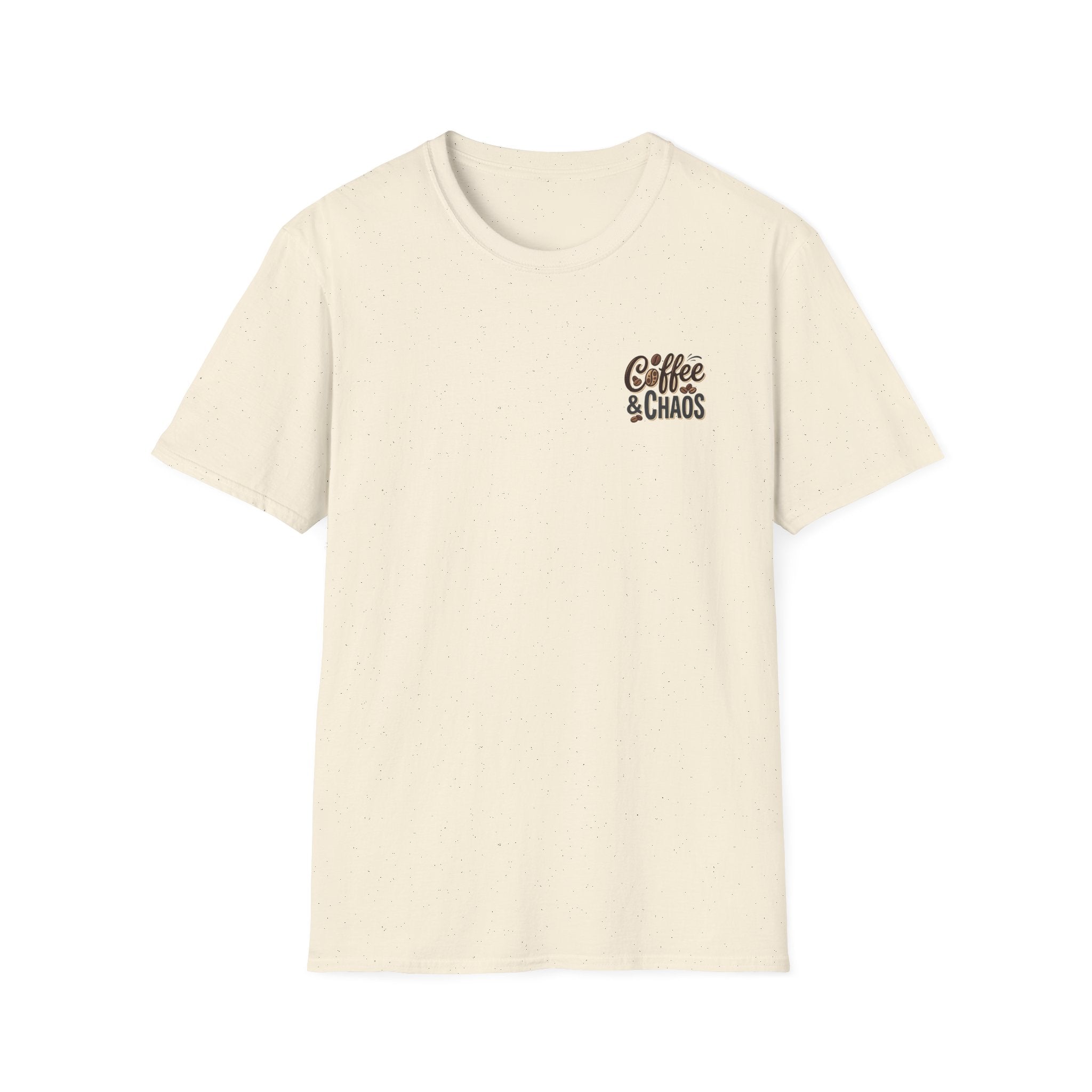 Coffee & Chaos T-Shirt — Retro Script Graphic Tee for Coffee Lovers