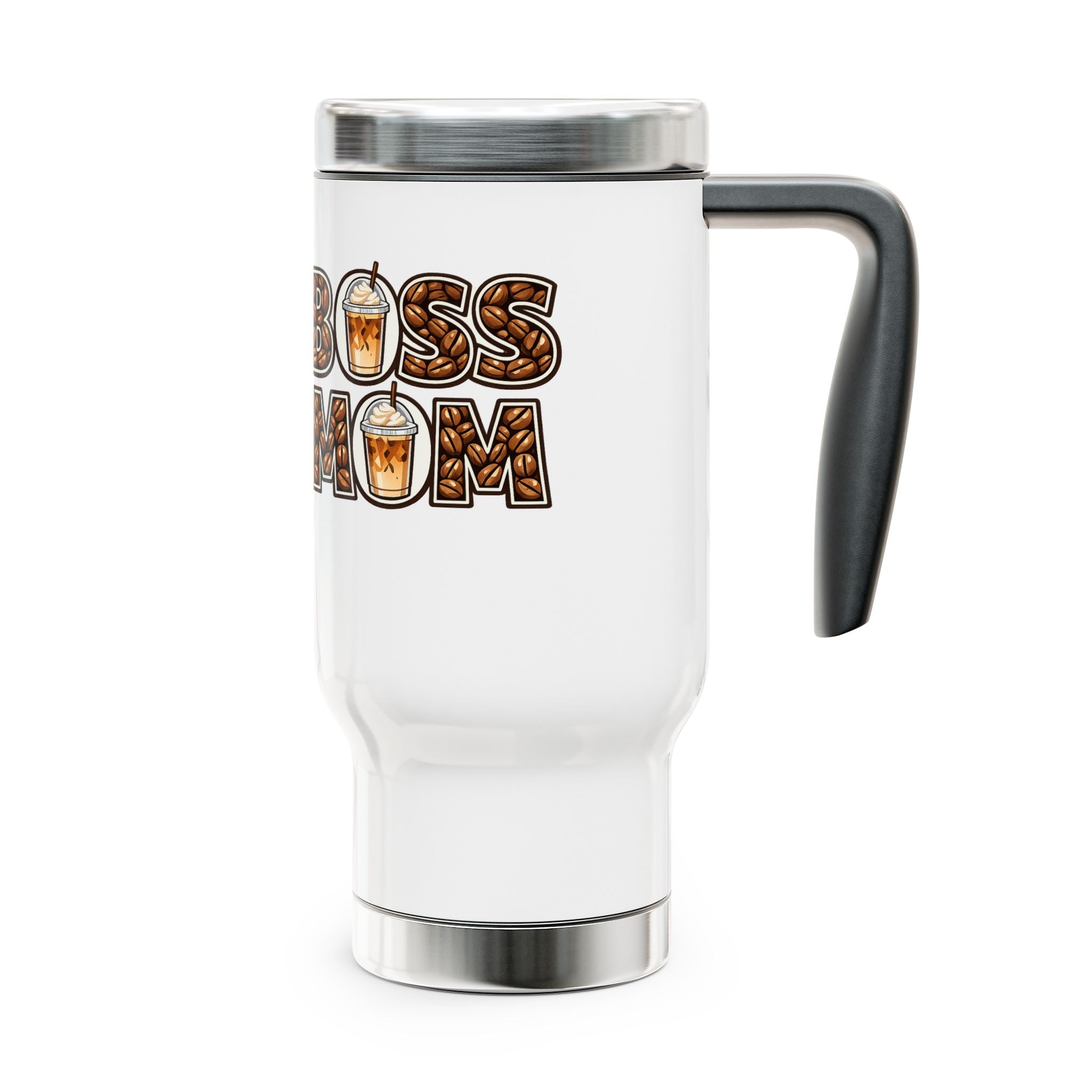 Boss Mom Coffee Travel Mug — 14oz Stainless Steel Insulated Tumbler with Handle