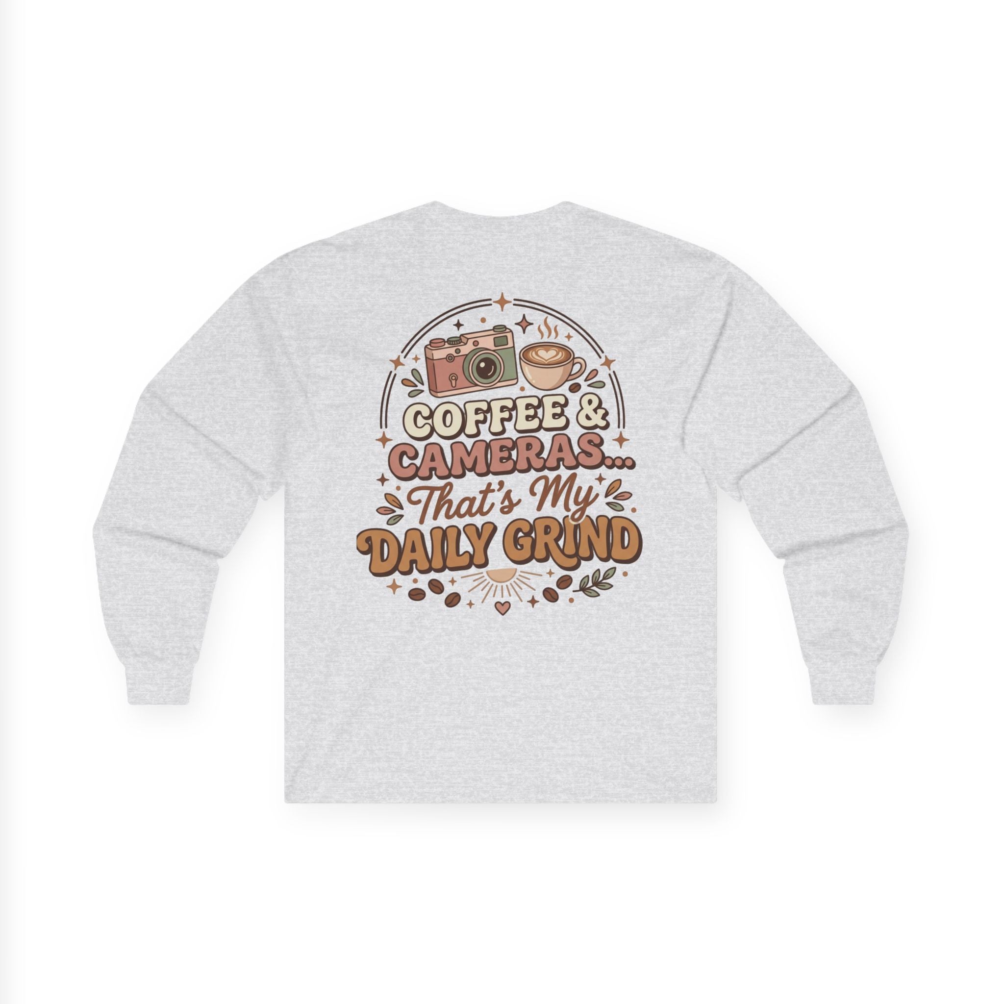 Coffee & Cameras Long Sleeve Tee — "Coffee & Cameras... That's My Daily Grind"