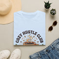 Cozy Hustle Club T-Shirt — Cute Coffee Cup Design for Remote Workers & Creatives