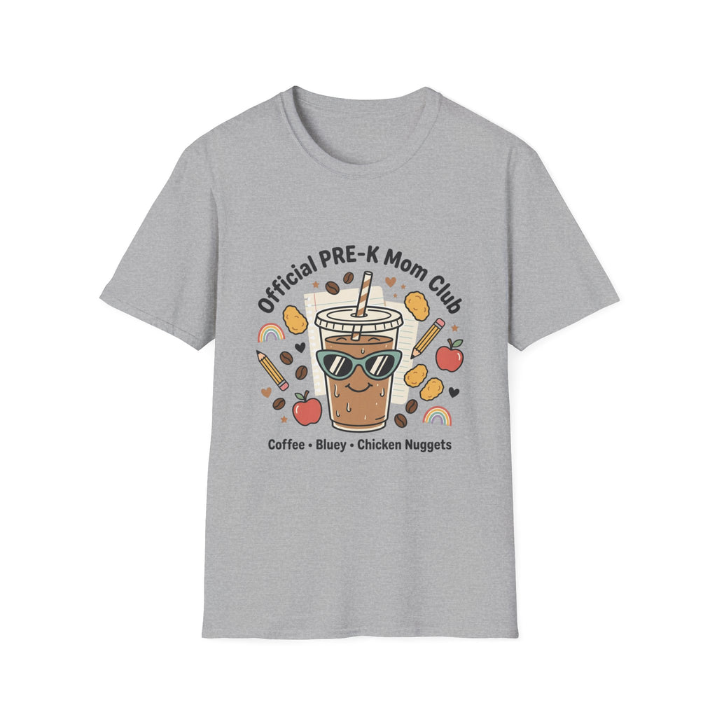 PRE-K Mom T-Shirt — "Official PRE-K Mom Club" Cute Coffee & Chicken Nuggets Tee